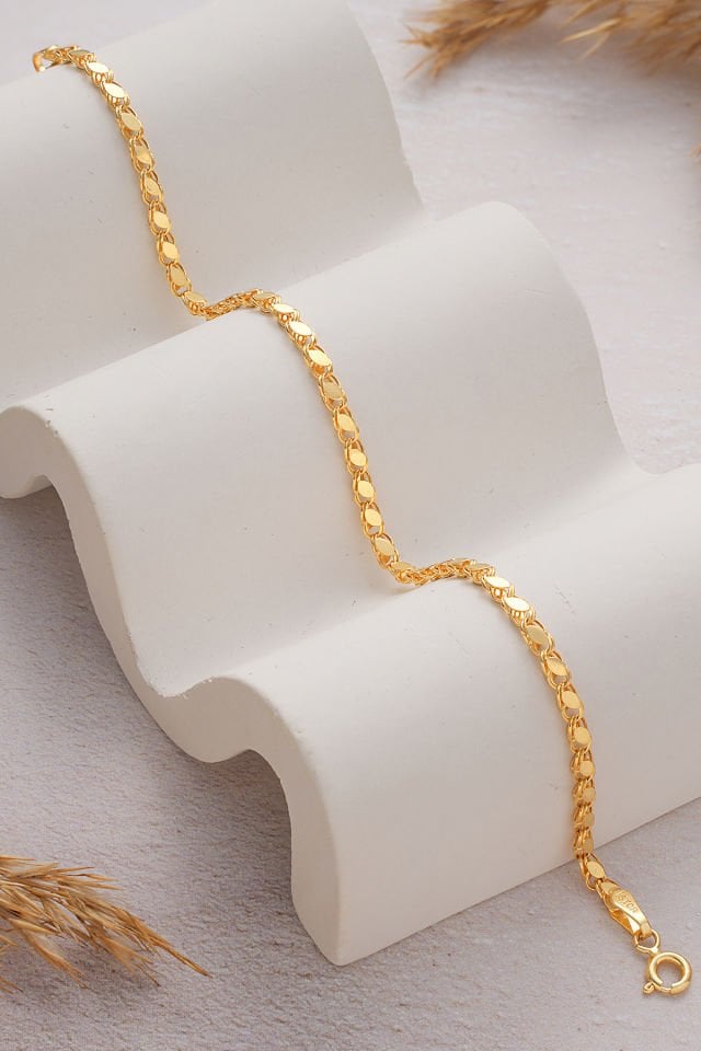 MOOM MÜCEVHERAT 14 Ayar Altın Halep Pullu Bileklik (16cm,17cm,18cm,19cm,20cm,21cm)