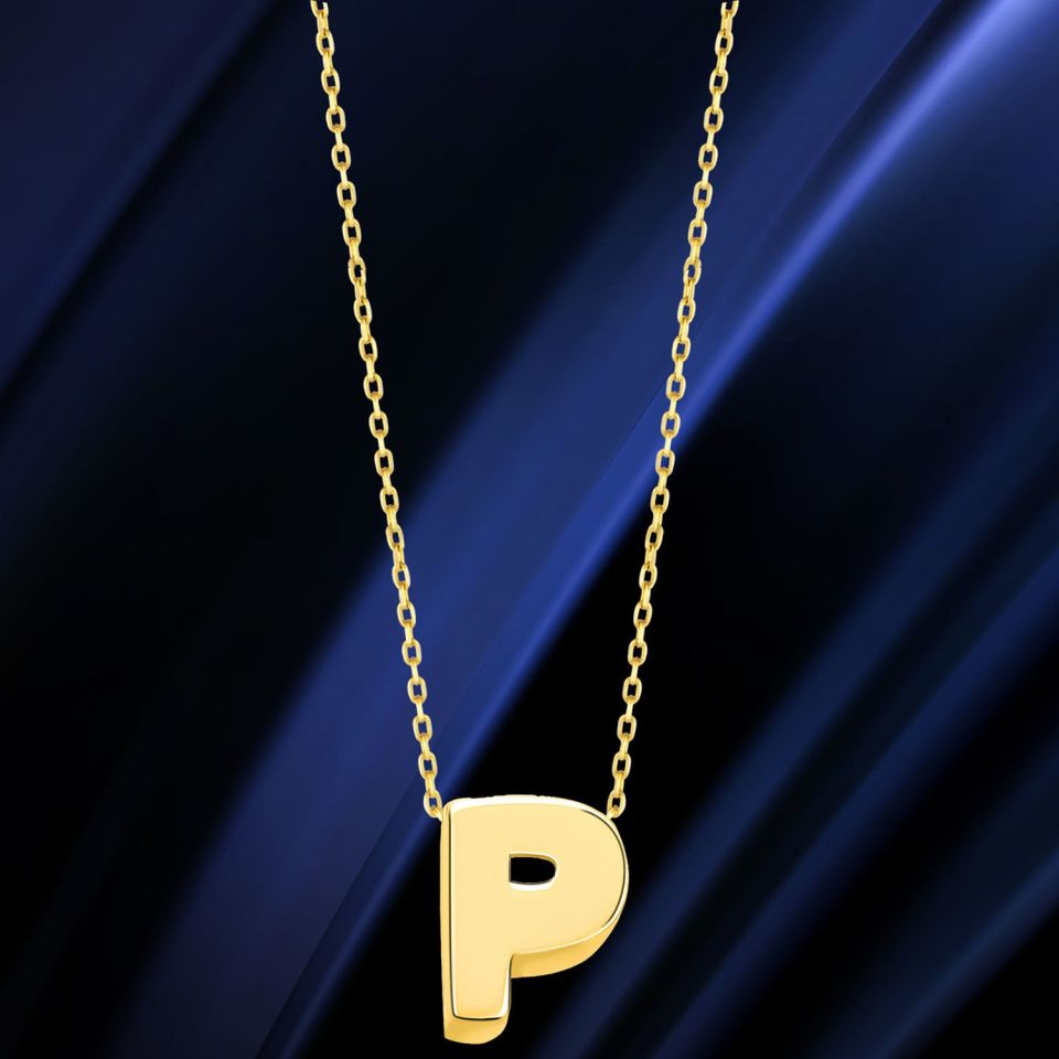 MOOM MÜCEVHERAT 14 Ayar 3 Boyutlu A & Z Harfi Zincirli Kolye P