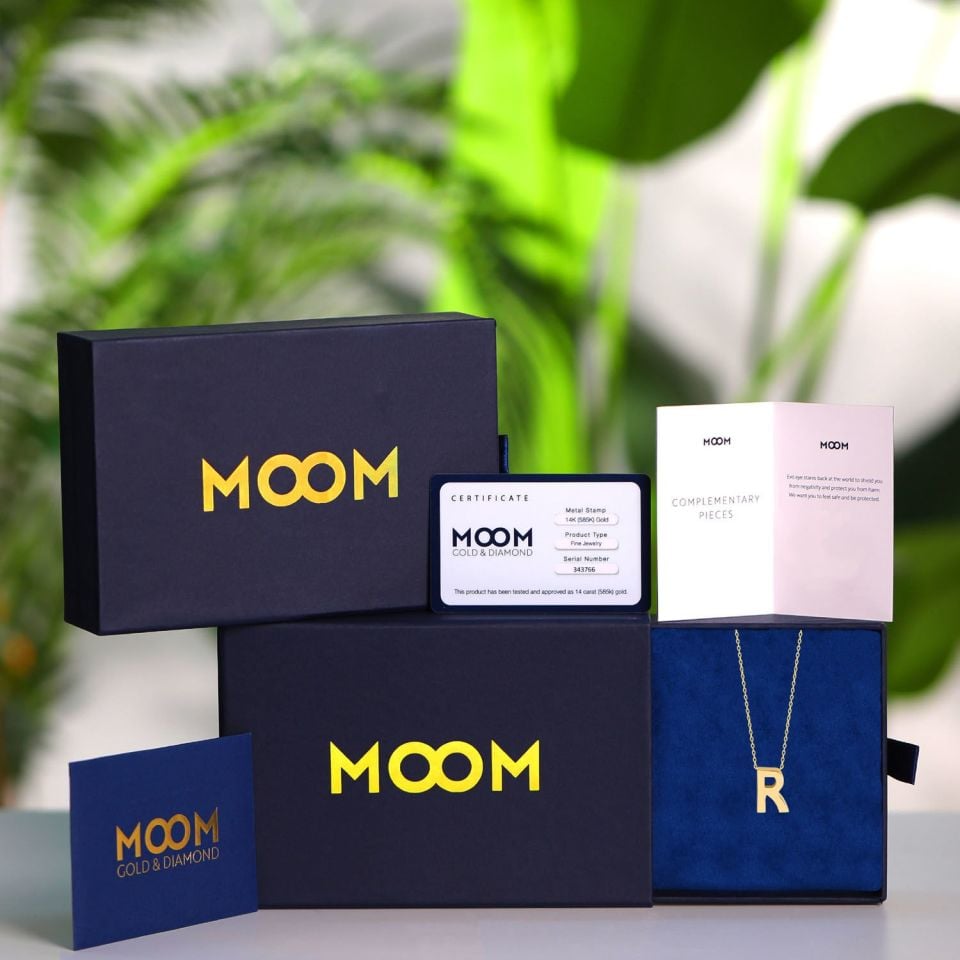 MOOM MÜCEVHERAT 14 Ayar 3 Boyutlu A & Z Harfi Zincirli Kolye R