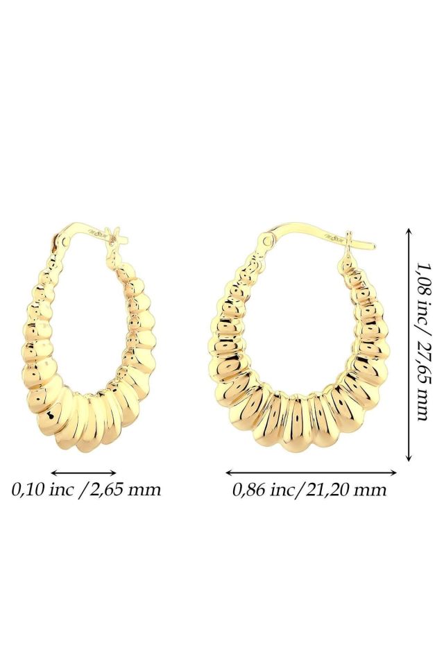 Moom Mücevherat Kadın 14 Ayar Altın Burgulu Elips Küpe