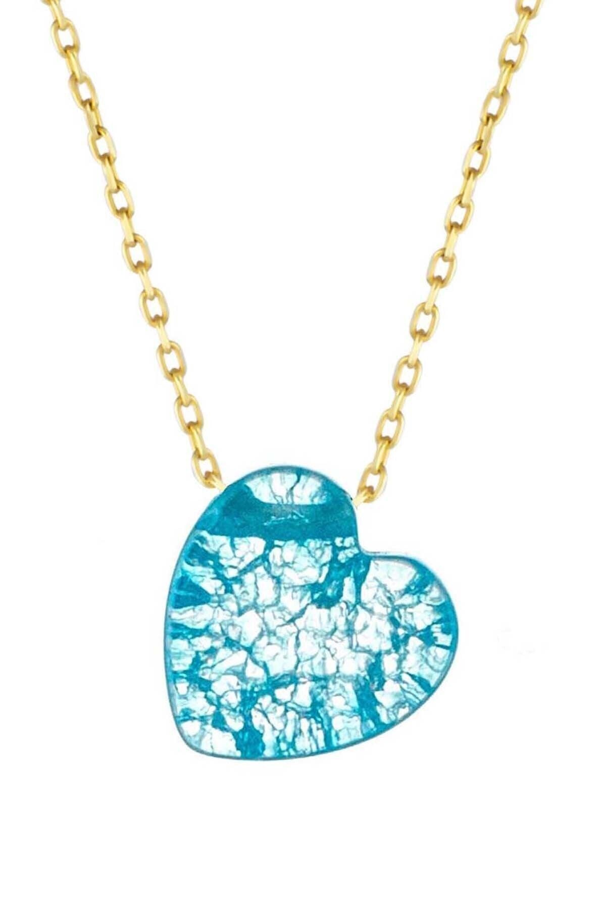 Kadın Taş Kalp Kolye 14 Ayar Altın