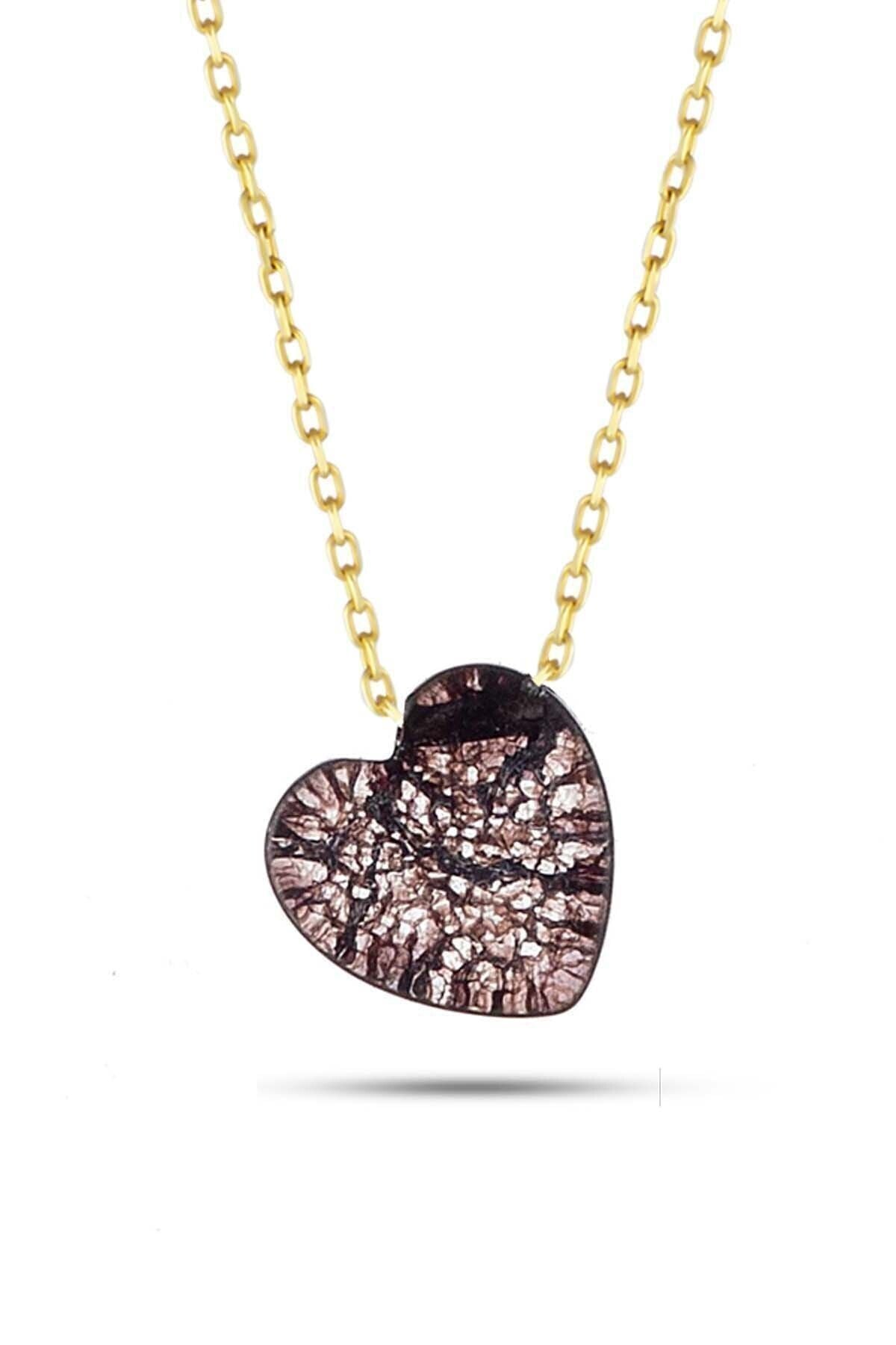 Kadın Taşlı Kalp Kolye 14 Ayar Altın