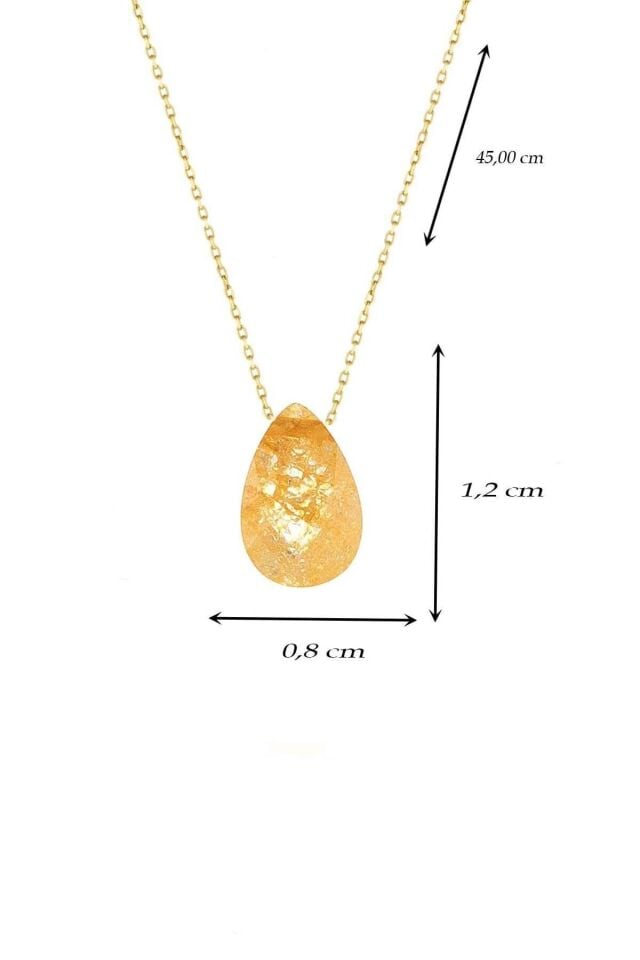 Kadın Sarı Damla Taşlı Kolye 14 Ayar Altın