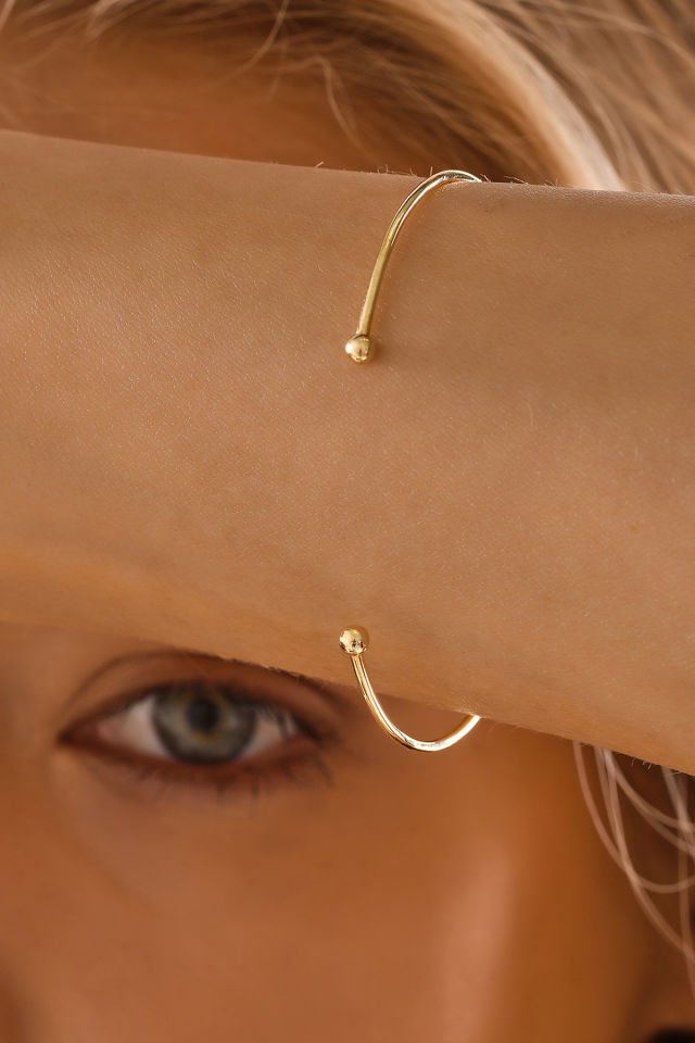 MOOM MÜCEVHERAT 14 Ayar Altın Bombeli Düz Spor Kelepçe