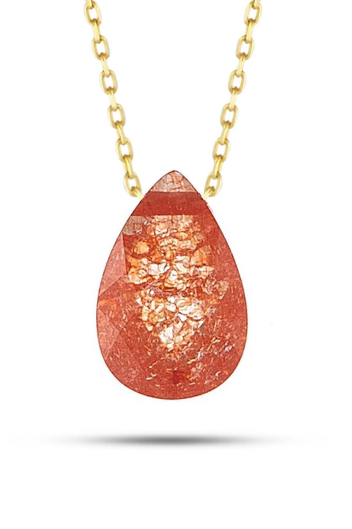 Kadın Truncu Damla Taşlı Kolye 14 Ayar Altın