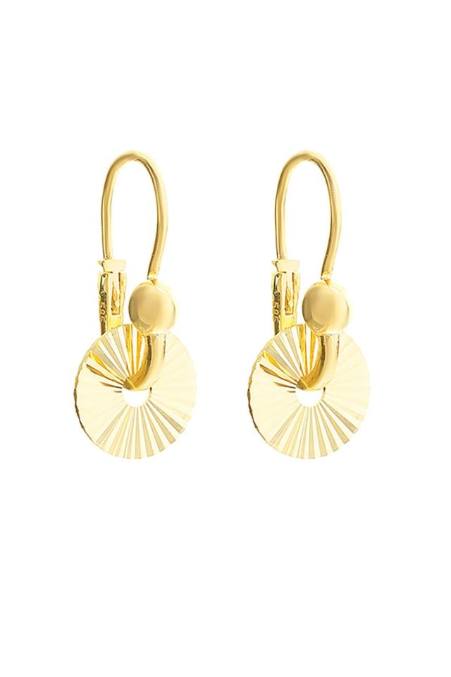 Moom Mücevherat Kadın 14 Ayar Altın Kalemli Yuvarlak Pır Pır Küpe