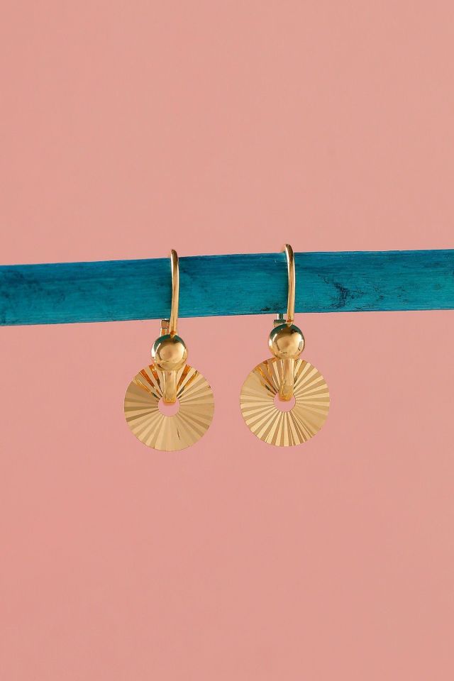 Moom Mücevherat Kadın 14 Ayar Altın Kalemli Yuvarlak Pır Pır Küpe