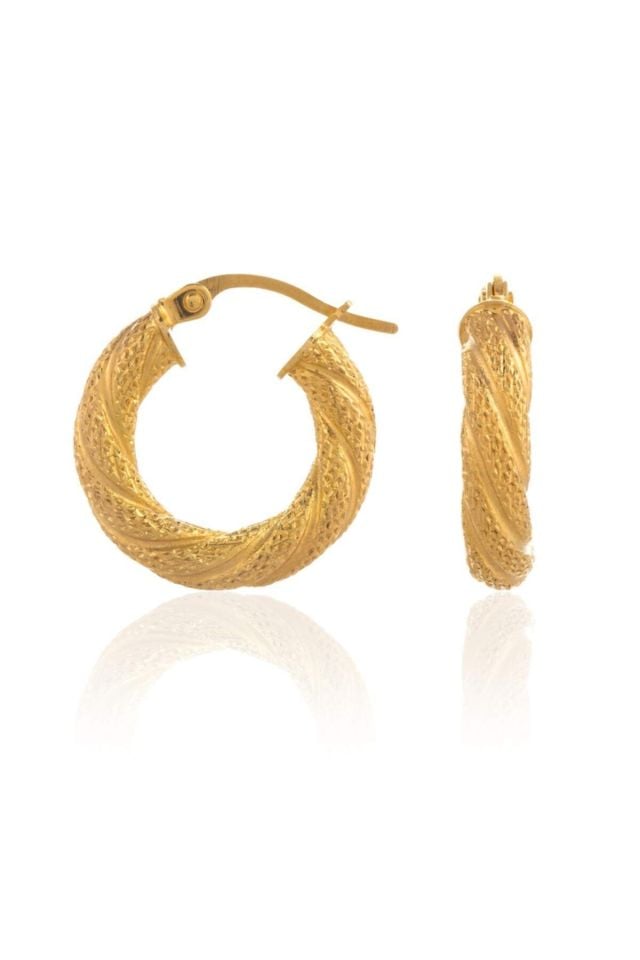 Moom Mücevherat Kadın İtalyan Desenli Halka Küpe 14 Ayar Altın (2 cm)