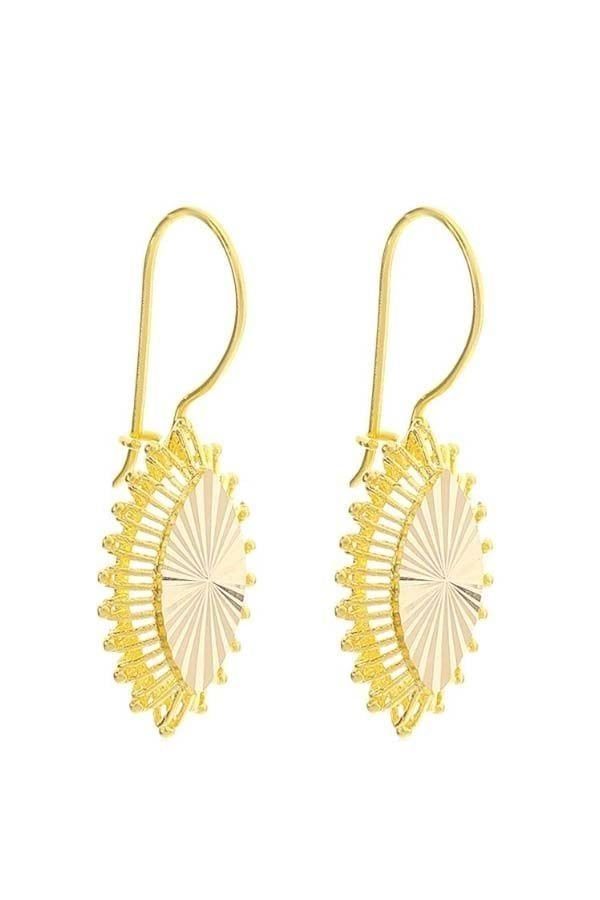 Moom Mücevherat Kadın 14 Ayar Altın Kalemli Sallantılı Mekik Küpe Abdest Küpesi