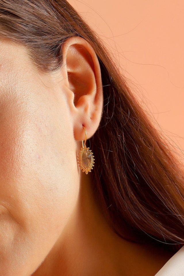 Moom Mücevherat Kadın 14 Ayar Altın Kalemli Sallantılı Mekik Küpe Abdest Küpesi