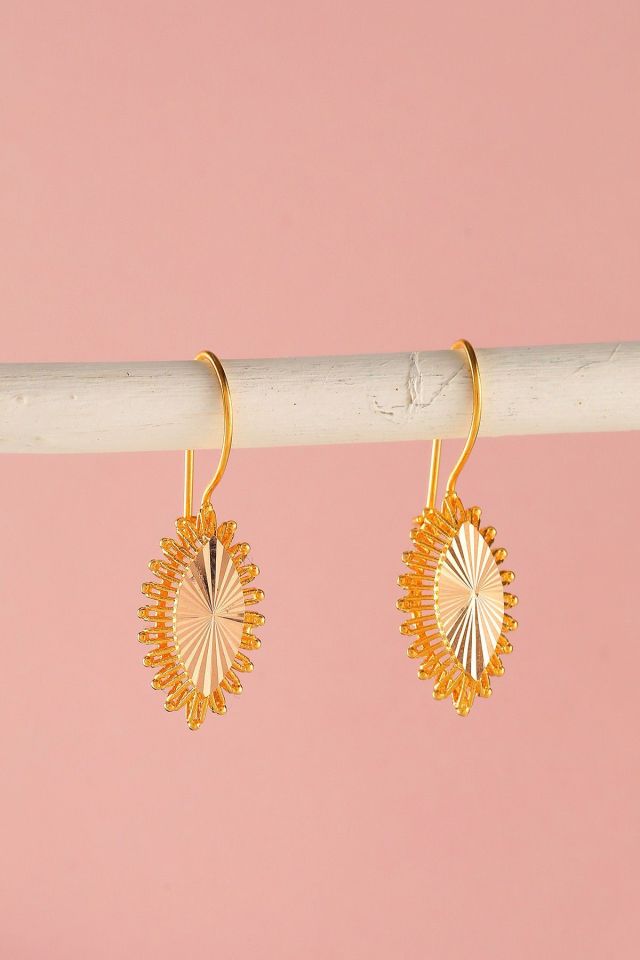 Moom Mücevherat Kadın 14 Ayar Altın Kalemli Sallantılı Mekik Küpe Abdest Küpesi