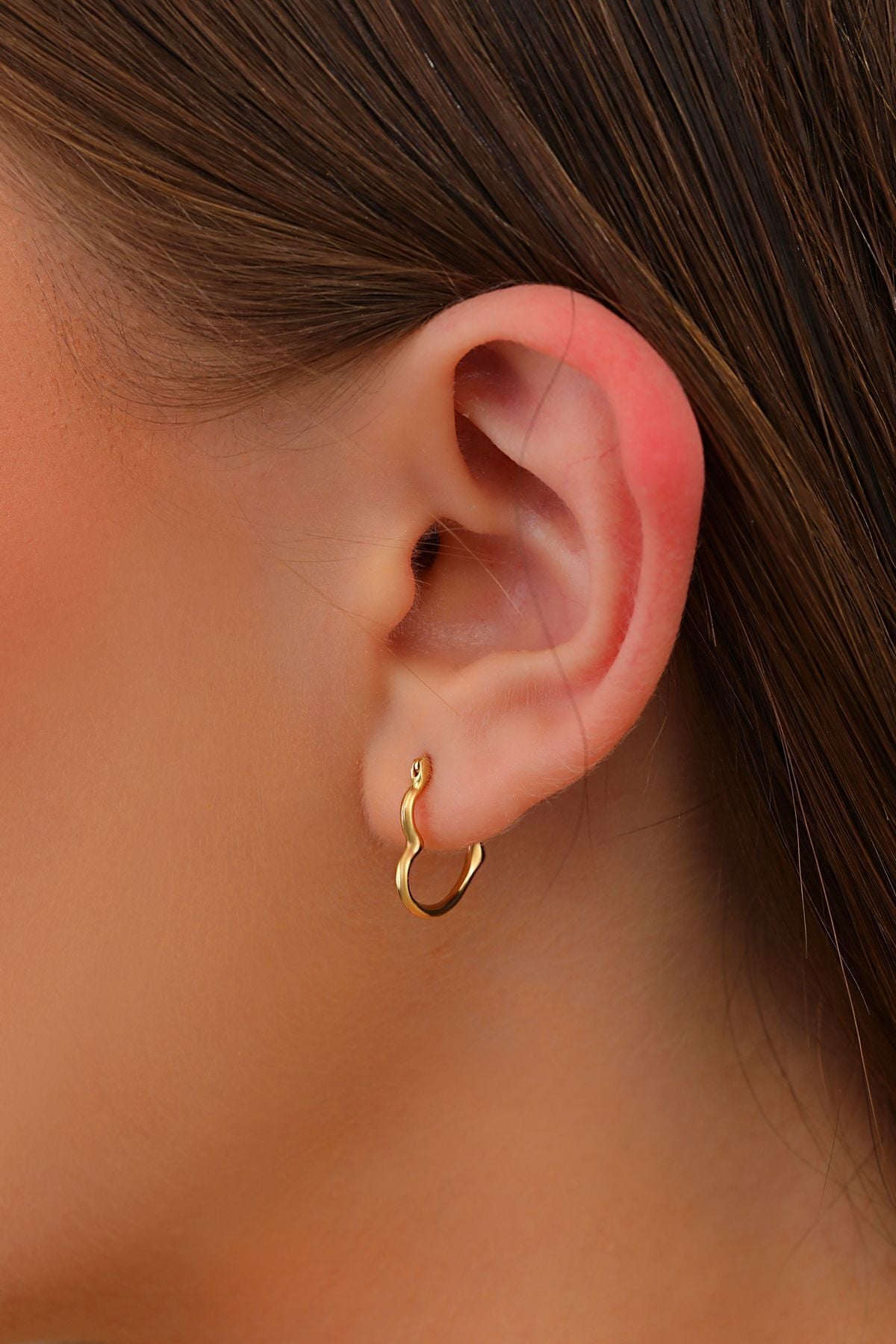 Altın Küpe 14 Ayar Altın Kalp Küpe-1,50 CM