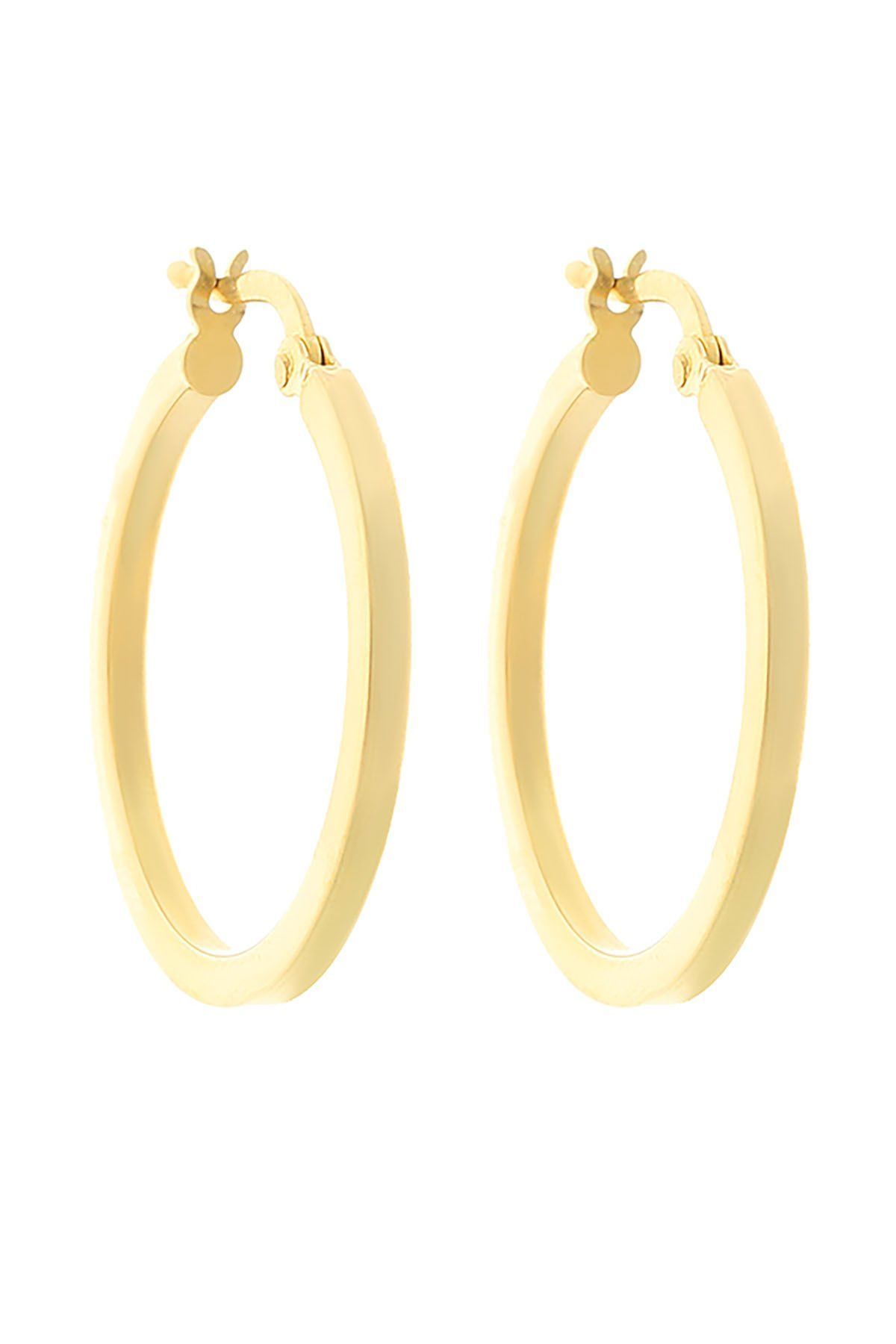 Moom Mücevherat Kadın 14 Ayar Altın 2.5 cm Oval İtalyan Halka Küpe