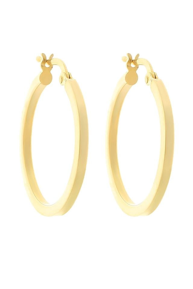 Moom Mücevherat Kadın 14 Ayar Altın 2.5 cm Oval İtalyan Halka Küpe