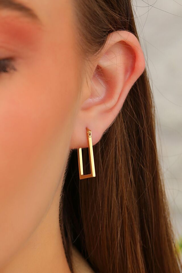 Altın Küpe 14 Ayar Altın Kare Halka Küpe-2,50 CM