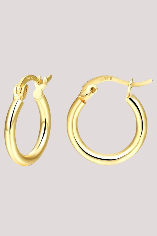 Altın Küpe 14 Ayar Altın Klasik Halka Küpe-1,30 CM