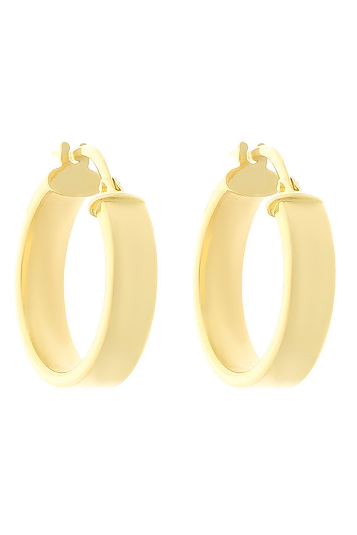 Moom Mücevherat Kadın 14 Ayar Altın 2 cm Alyans Modeli Halka Küpe