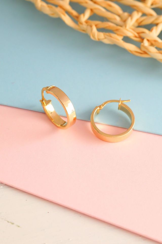 Moom Mücevherat Kadın 14 Ayar Altın 2 cm Alyans Modeli Halka Küpe