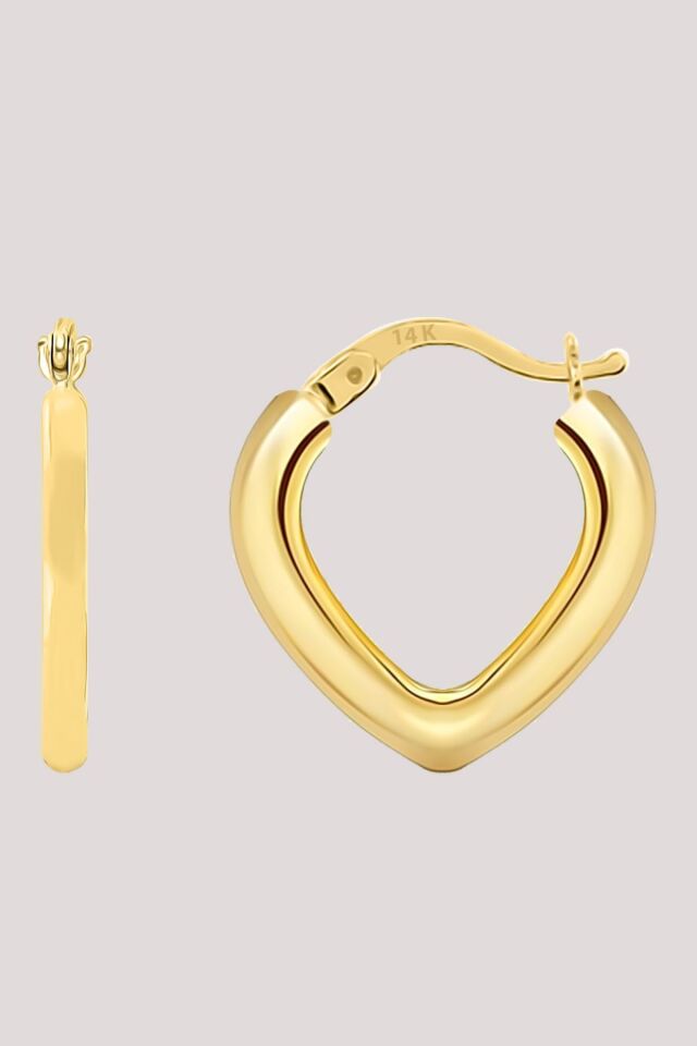 Altın Küpe 14 Ayar Altın Kalp Küpe-1,80 CM