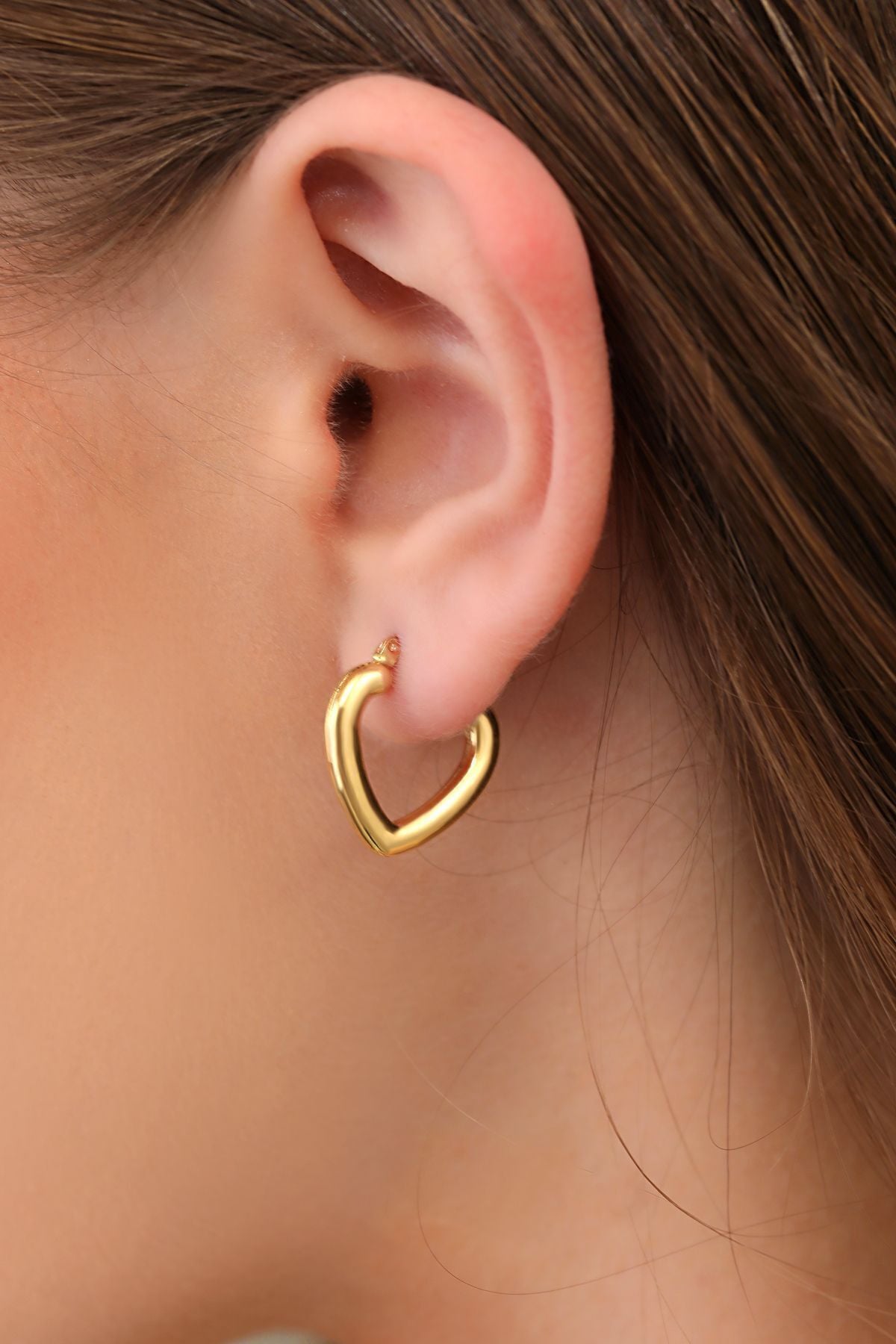 Altın Küpe 14 Ayar Altın Kalp Küpe-1,80 CM