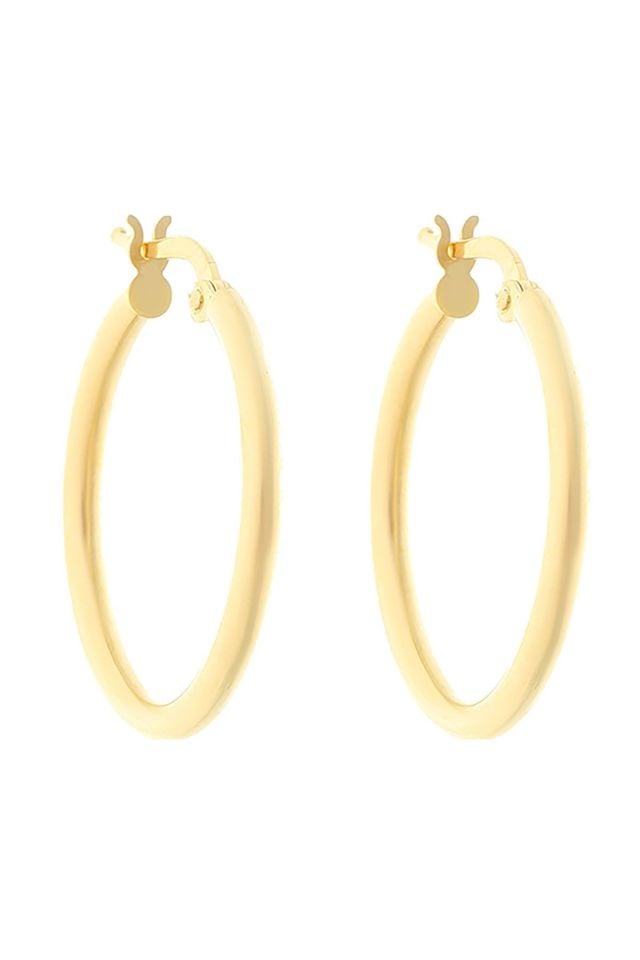 Moom Mücevherat Kadın 14 Ayar Altın 2.5 cm Düz İtalyan Spor Küpe