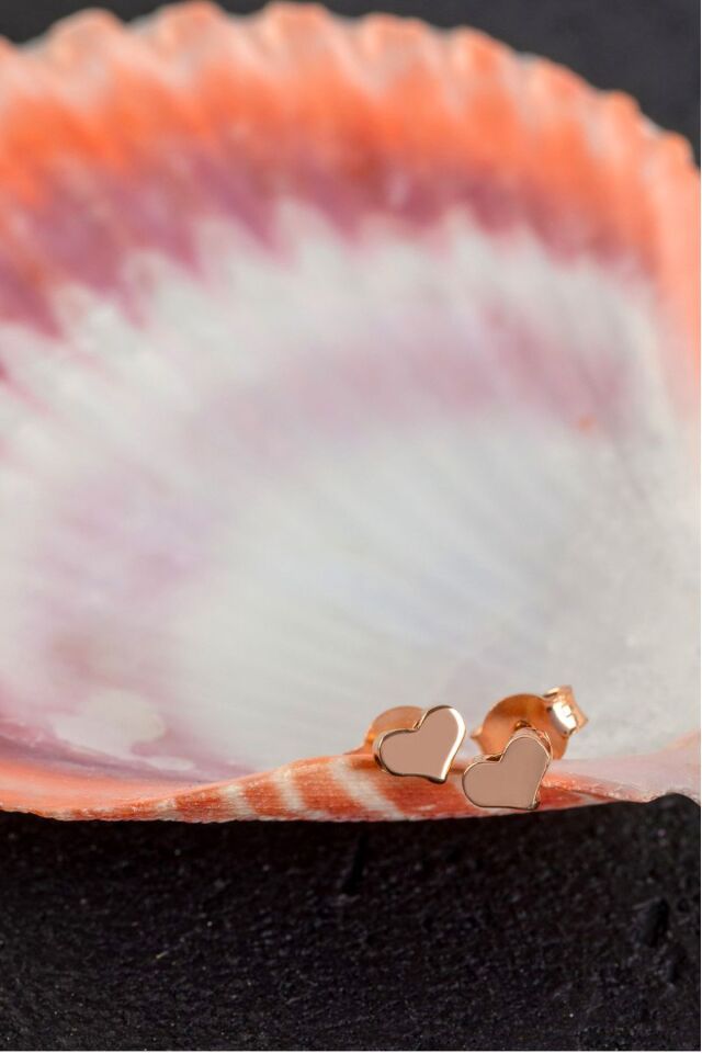 14 Ayar Altın Küpe Vidalı Kalp Küpe 5 Mm Çapında