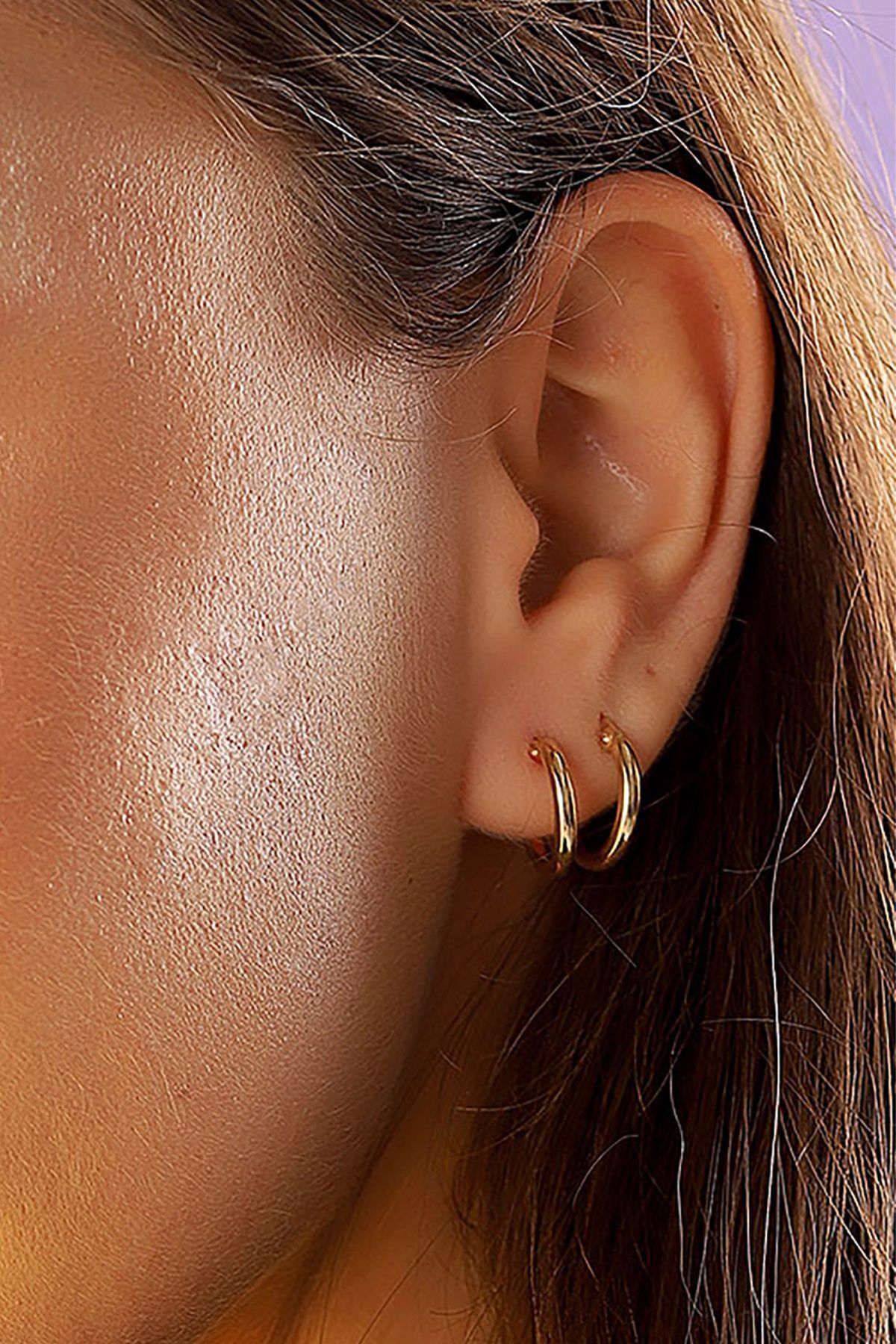 14 Ayar Altın Küpe Klasik Yuvarlak Halka Küpe 1 Cm Çapında