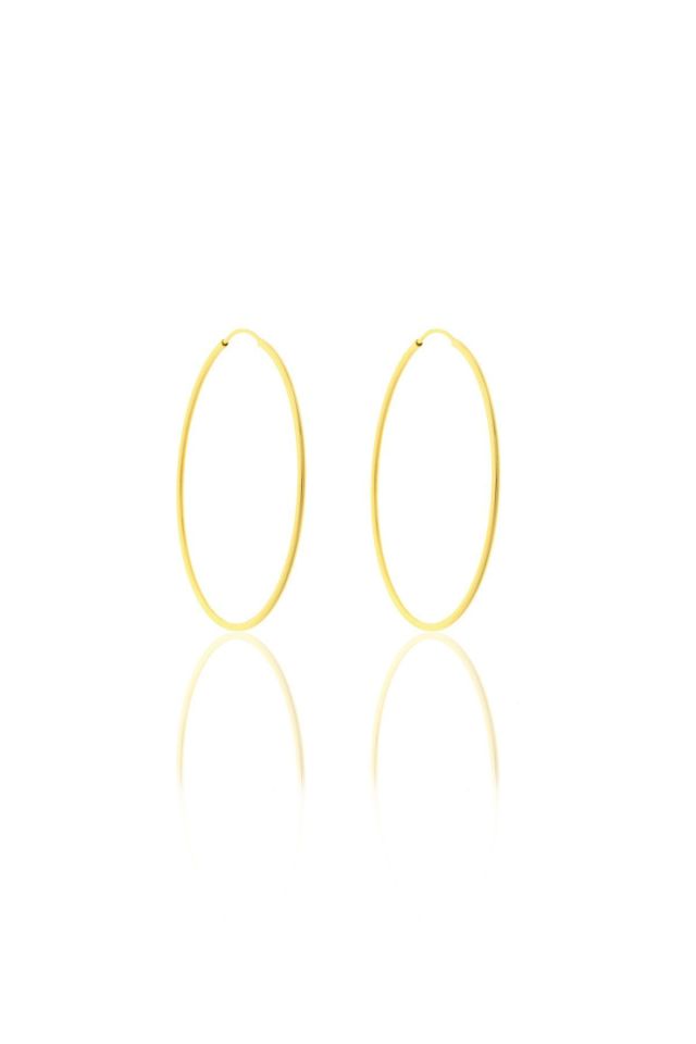 Moom Mücevherat Kadın 14 Ayar Altın 4.5 cm Büyük Boy Halka Küpe