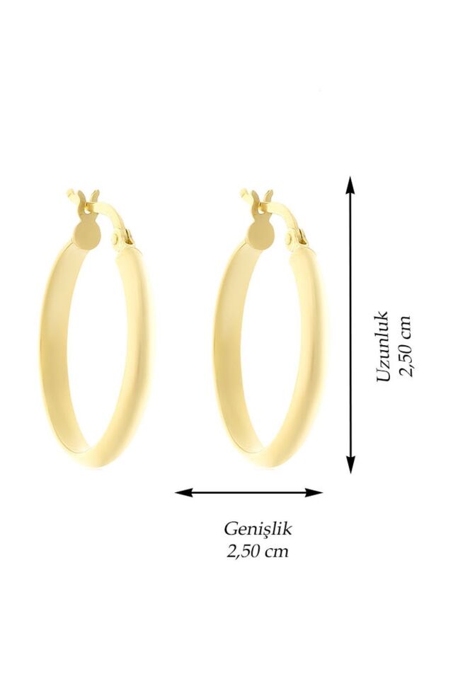 14 Ayar Altın Küpe Bombeli Alyans Modeli Halka Küpe 2,5 Cm Çapında