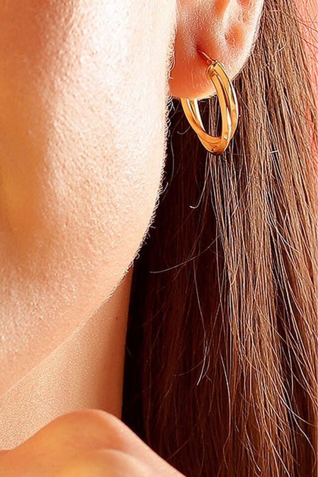 14 Ayar Altın Küpe Burgu Halka Küpe 2 Cm Çapında