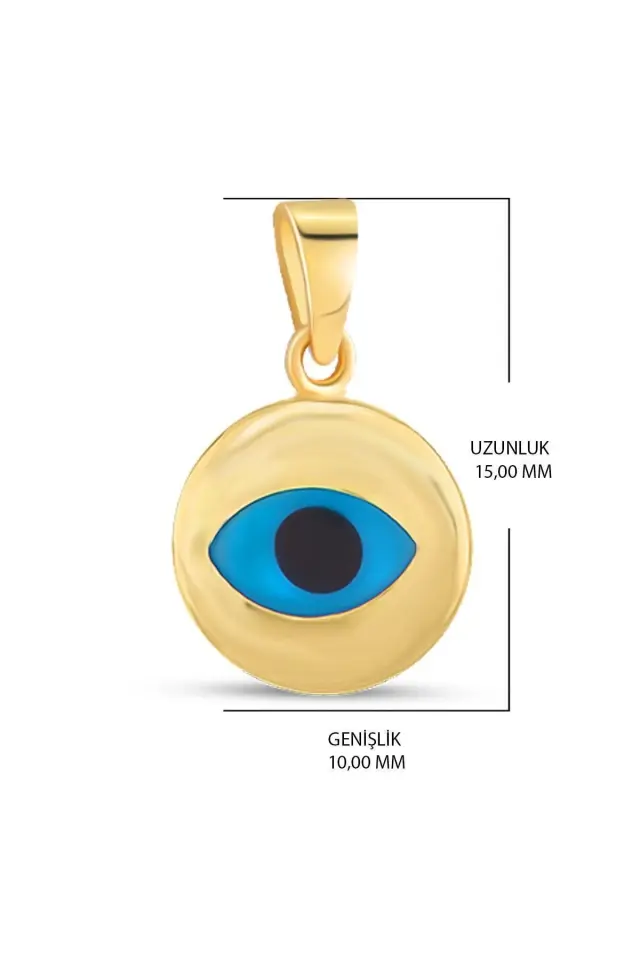 14 Ayar Altın Kolye Nazar Boncuklu Göz Kolye Ucu Göz Desenli Zincir Dahil Değil