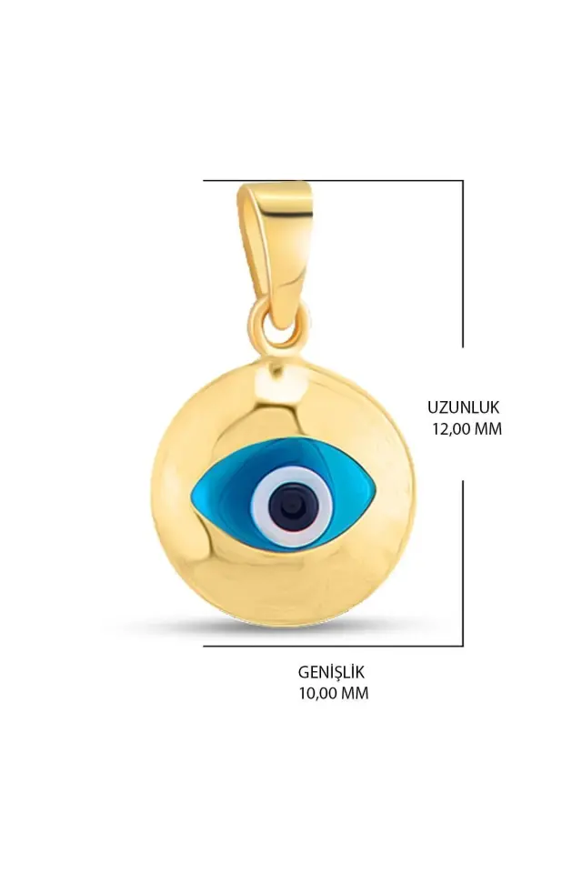 14 Ayar Altın Kolye Nazar Boncuklu Göz Kolye Ucu Göz Desenli Zincir Dahil Değil