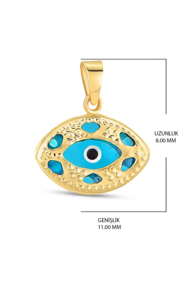 14 Ayar Altın Kolye Nazar Boncuklu Göz Kolye Ucu Göz Desenli Zincir Dahil Değil