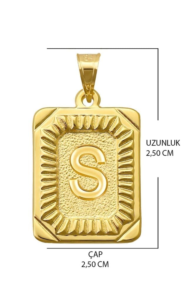 14 Ayar Altın Vintage S Harfi Zincirsiz Kolye Ucu