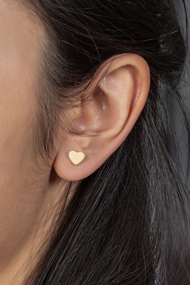 Moom Mücevherat Kadın 14 Ayar Altın Kalpli Küpe