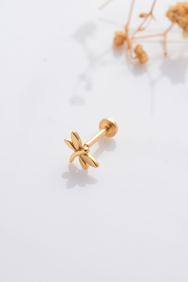 14 Ayar Altın Tragus Küpe Yusufcuk Vidalı