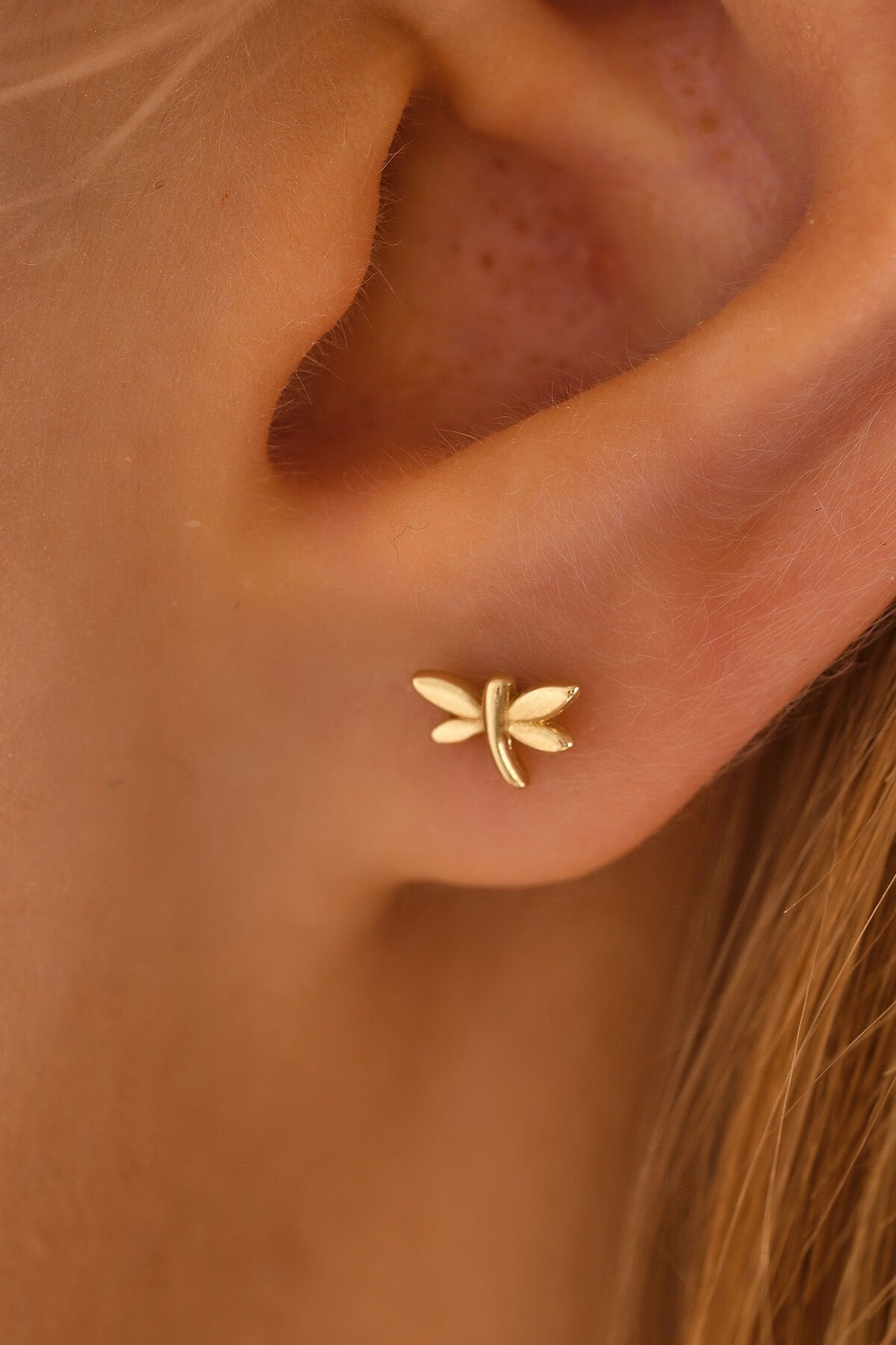 14 Ayar Altın Tragus Küpe Yusufcuk Vidalı