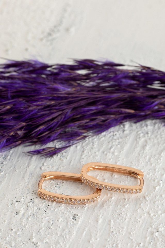 Moom Mücevherat Kadın 14 Ayar Altın Taşlı Halka Küpe