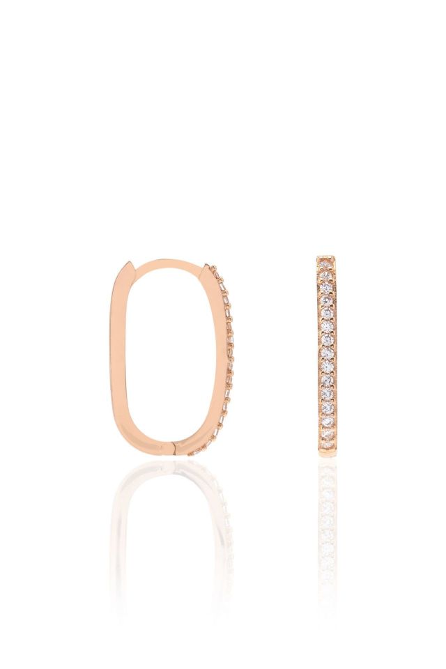 Moom Mücevherat Kadın 14 Ayar Altın Taşlı Halka Küpe