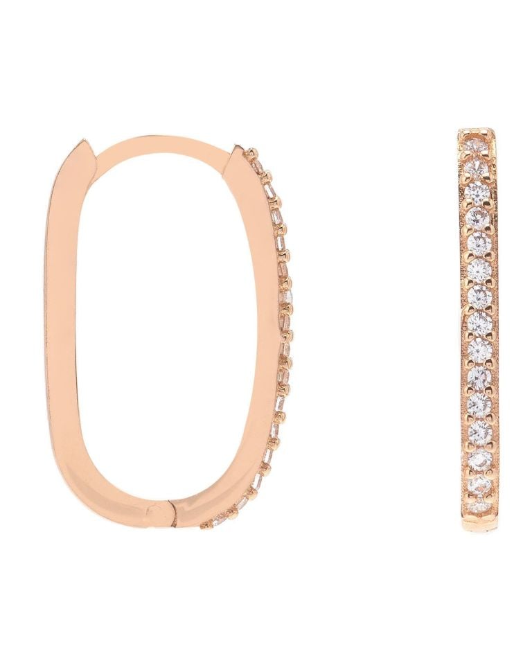 Moom Mücevherat Kadın 14 Ayar Altın Taşlı Halka Küpe