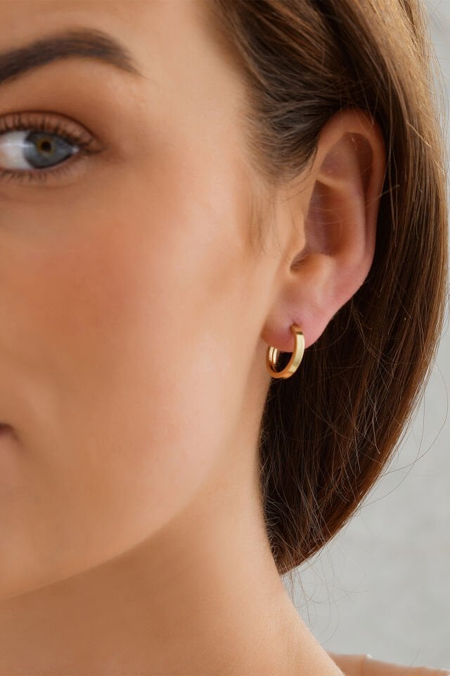 14 Ayar Altın Gizli Kilit Halka Küpe