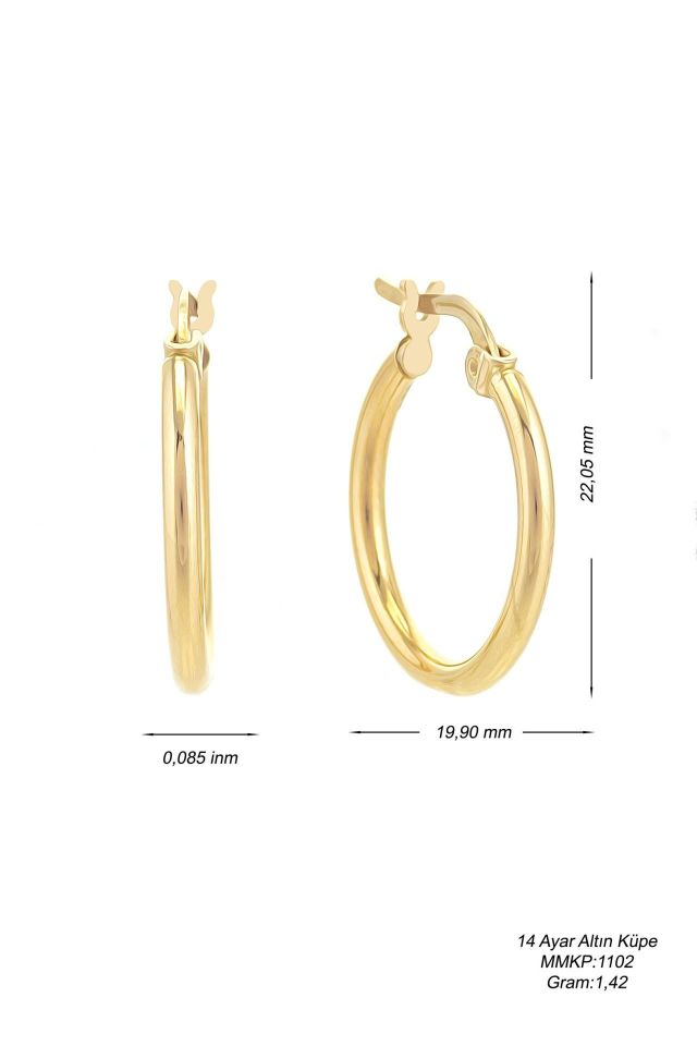 Moom Mücevherat Kadın 14 Ayar Altın Halka Küpe