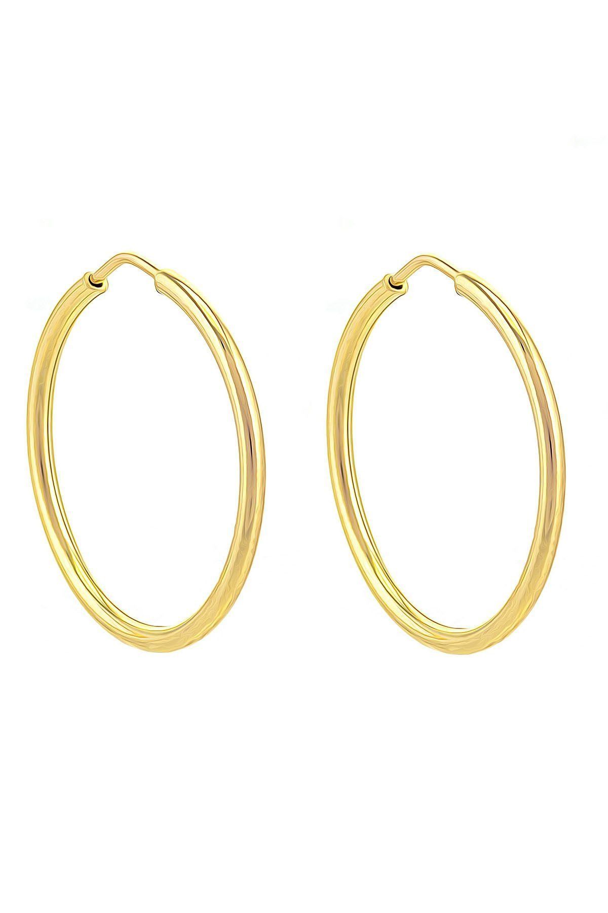 Moom Mücevherat Kadın  2.1 cm  orta boy 14 Ayar Altın Halka Küpe