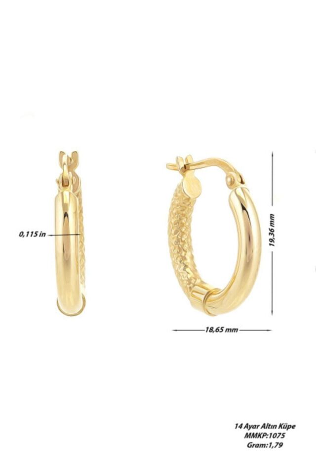 Kadın 14 Ayar Altın Halka Küpe