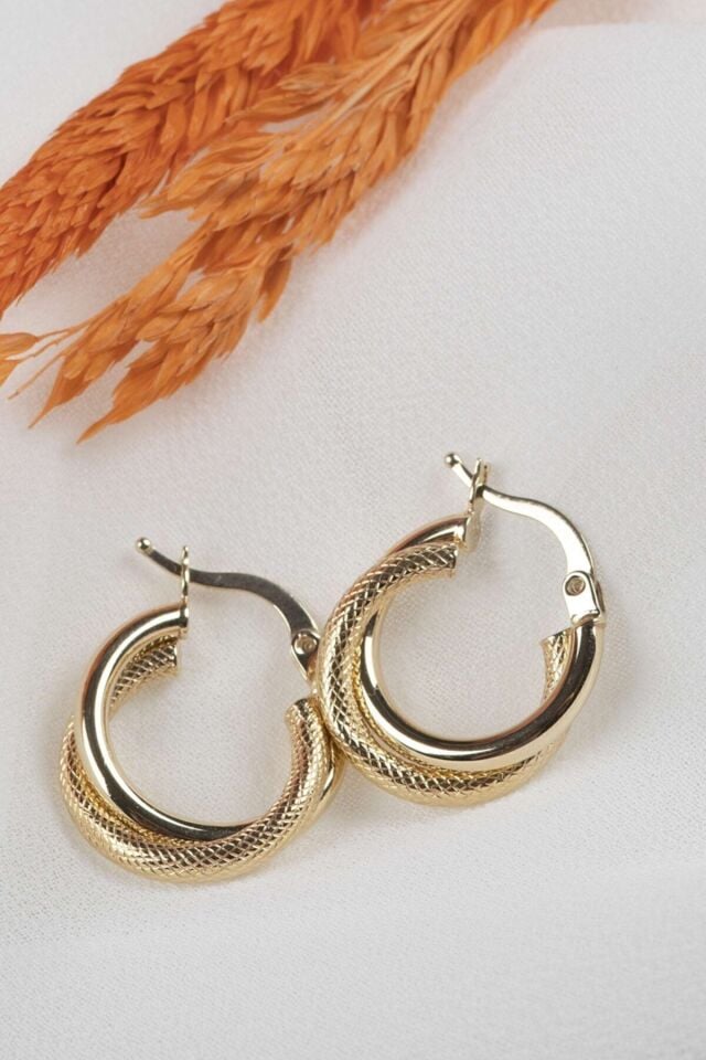 Kadın 14 Ayar Altın Halka Küpe