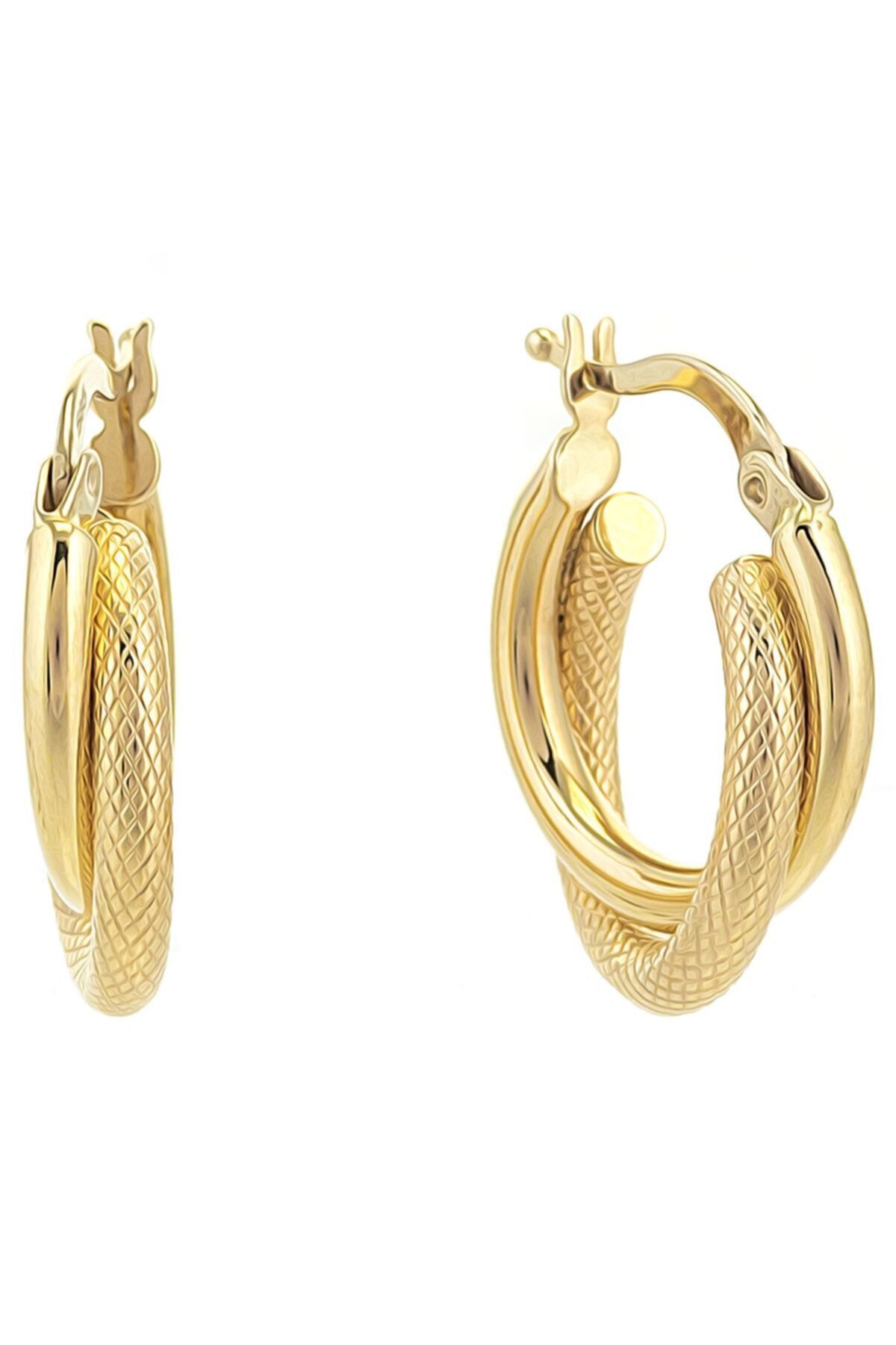 Kadın 14 Ayar Altın Halka Küpe