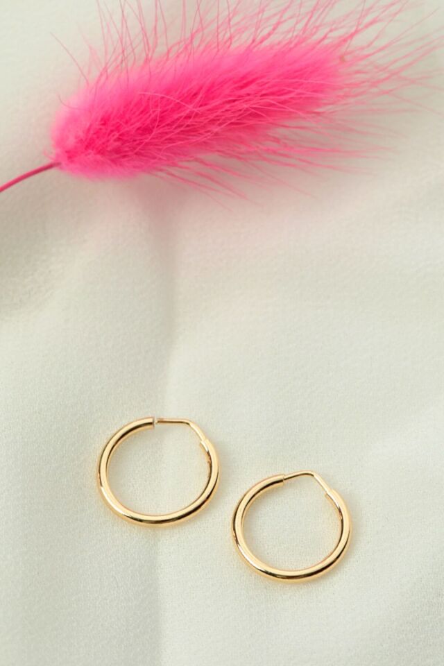 Kadın 14 Ayar Altın Halka Küpe