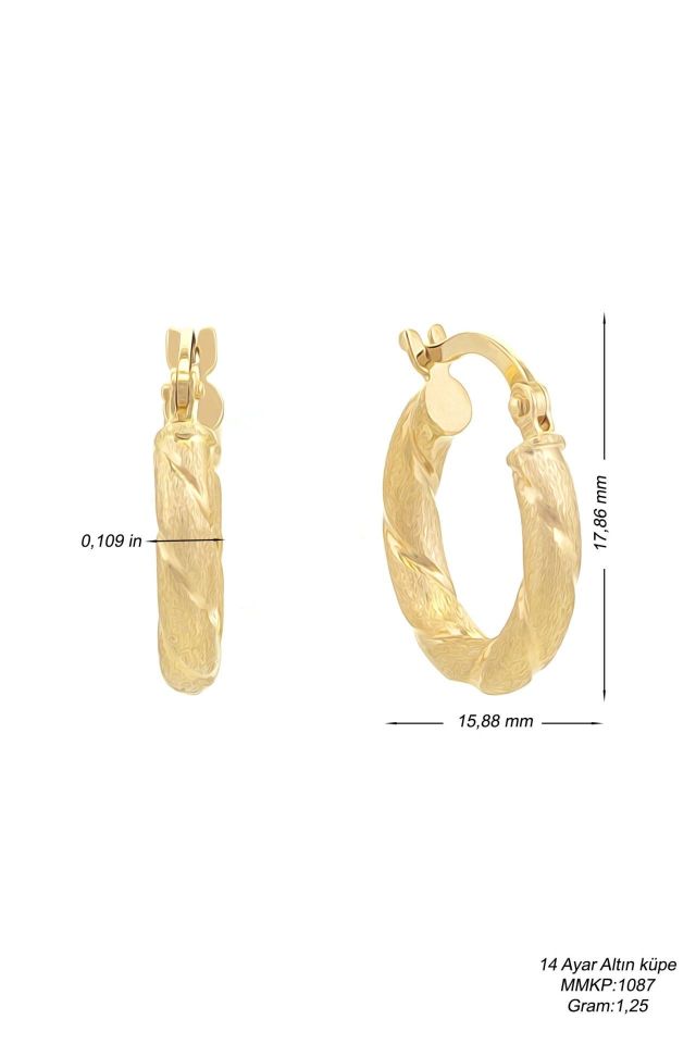 Moom Mücevherat Kadın 14 Ayar Altın Halka Küpe