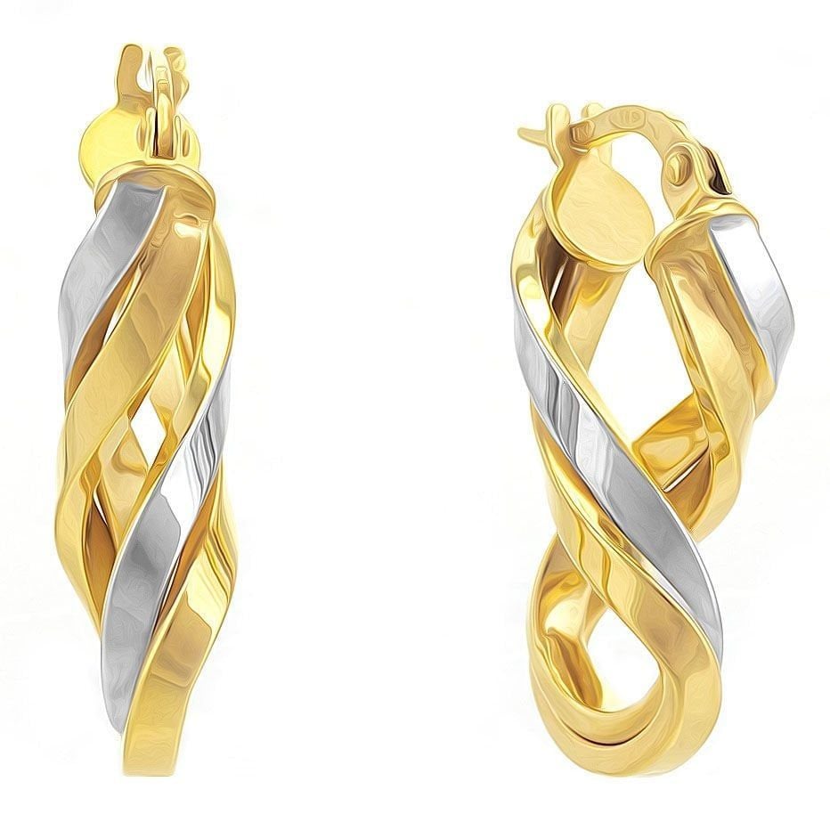 Moom Mücevherat Kadın 14 Ayar Altın Sallantılı sonsuzluk Küpe 2 Renk Yeşil Beyaz