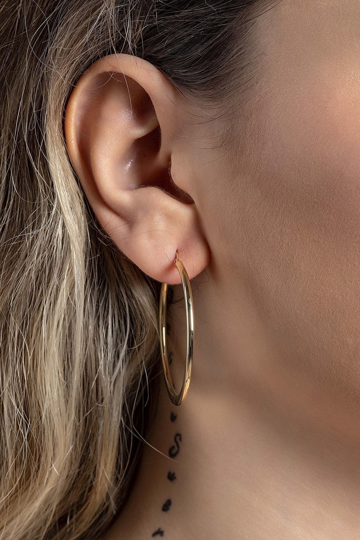 Kadın 14 Ayar Altın Halka Küpe